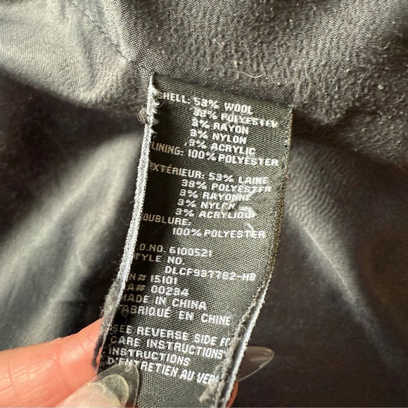 London Fog Charcoal Pea Trench Coat Size M Wool Blend Winter Cozy Warm - Picture 9 of 14